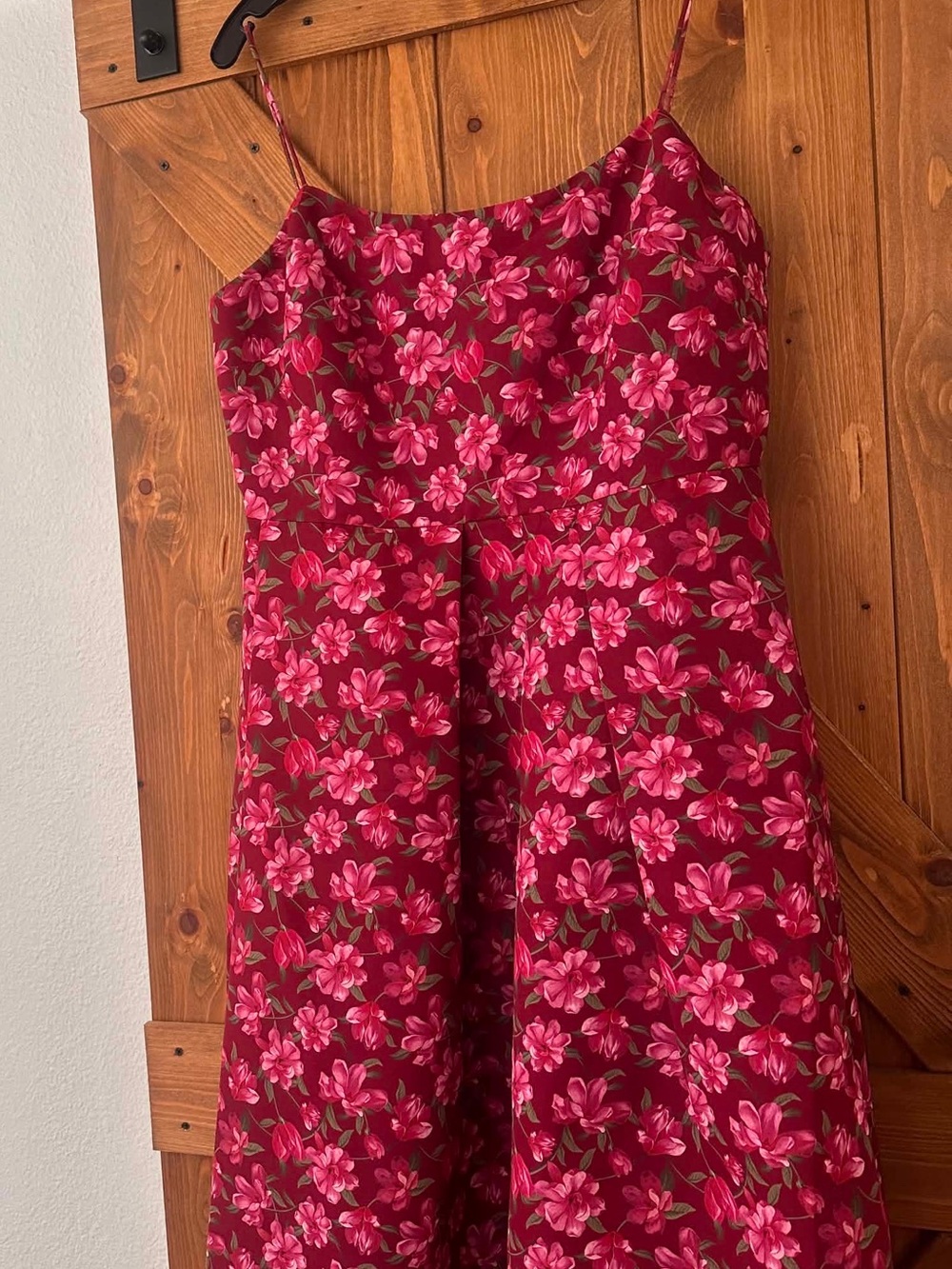 Sachin + Babi Red and Pink A-Line Midi Floral Dress
